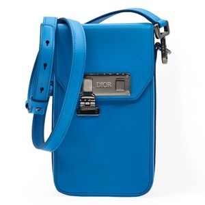 Dior Smooth Calfskin Vertical Pouch Lock Bag | Blue | NEW $2500